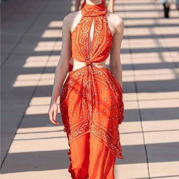 Dion Lee Bandana Knot Dress Poppy - Picture 2 of 8